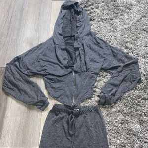 Fashion Nova Grey Corset 2 Piece Hoodie Set